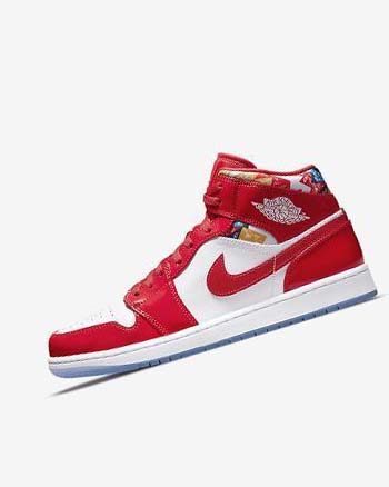 Nike Air Jordan 1 Mid SE Sneakers Heren Rood Donkerblauw Wit | NL_1184