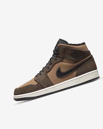 Nike Air Jordan 1 Mid SE Sneakers Heren Donkerchocola Bruin Zwart Rood | NL_4948