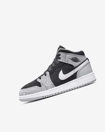 Nike Air Jordan 1 Mid SE Sneakers Jongens Zwart Wit Lichtgrijs Rood | NL_4899
