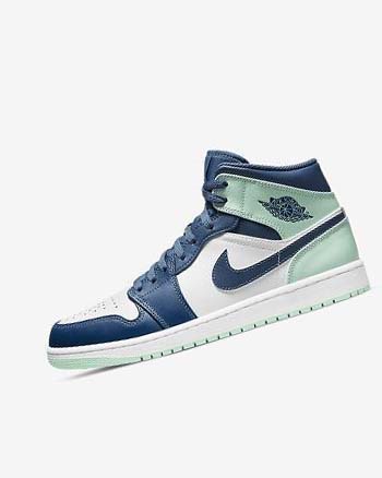Nike Air Jordan 1 Mid Sneakers Heren Donkerblauw Wit Mintgroen | NL_4674