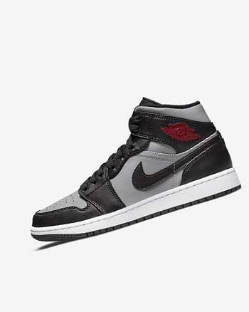 Nike Air Jordan 1 Mid Sneakers Heren Zwart Grijs Wit Rood | NL_2579