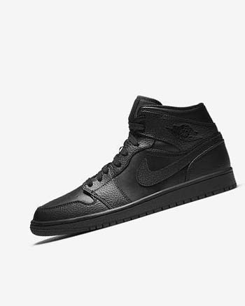 Nike Air Jordan 1 Mid Sneakers Heren Zwart Zwart Zwart | NL_2653
