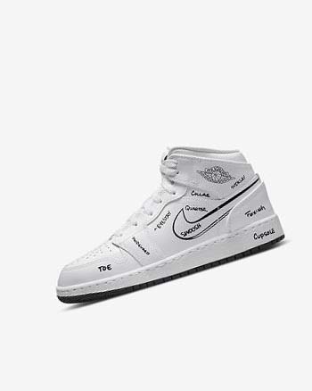 Nike Air Jordan 1 Mid Sneakers Jongens Wit Zwart | NL_4852