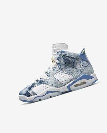 Nike Air Jordan 6 Retro Schoenen Jongens Wit Zwart Blauw | NL_4863