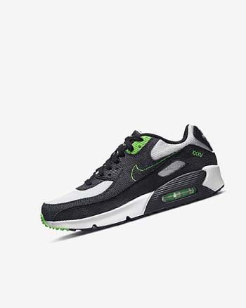 Nike Air Max 90 LTR SE Vrijetijdsschoenen Jongens Zwart Groen Wit Obsidian | NL_2720