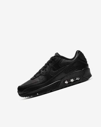 Nike Air Max 90 LTR Vrijetijdsschoenen Meisjes Zwart Zwart Wit Zwart | NL_4606
