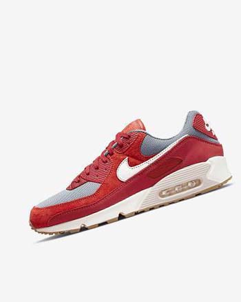 Nike Air Max 90 Premium Vrijetijdsschoenen Heren Rood Rood Grijs Wit | NL_4938