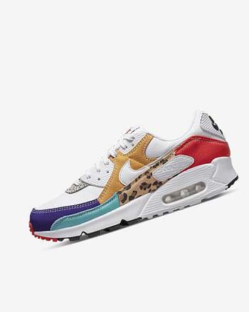 Nike Air Max 90 SE Vrijetijdsschoenen Dames Wit Diepgeel Rood Wit | NL_2597