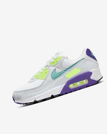 Nike Air Max 90 Vrijetijdsschoenen Dames Wit Wit Platina Turquoise | NL_4632