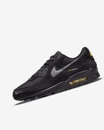 Nike Air Max 90 Vrijetijdsschoenen Heren Zwart Geel Metal Grijs | NL_4657