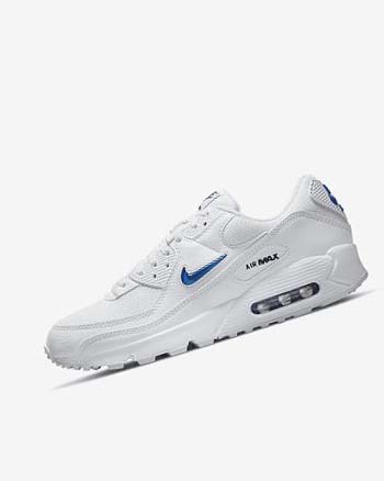 Nike Air Max 90 Vrijetijdsschoenen Heren Wit Zwart Koningsblauw | NL_5360