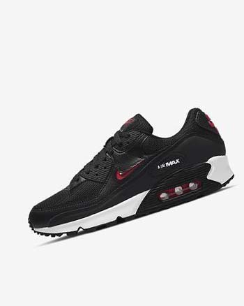 Nike Air Max 90 Vrijetijdsschoenen Heren Zwart Wit Rood | NL_5369