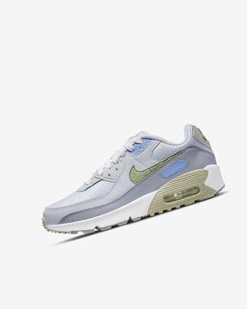 Nike Air Max 90 Vrijetijdsschoenen Meisjes Wit Blauw Grijs | NL_2746