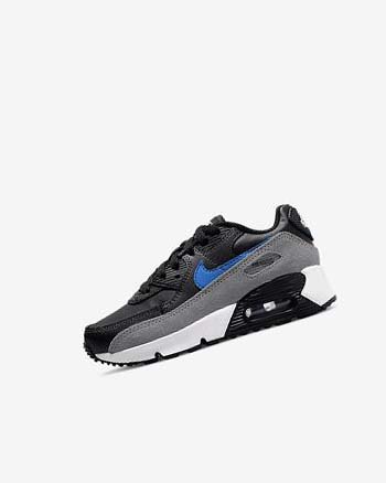 Nike Air Max 90 Vrijetijdsschoenen Meisjes Zwart Grijs Donkergrijs Blauw | NL_5078