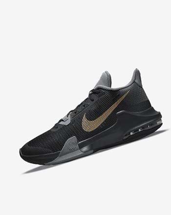 Nike Air Max Impact 3 Basketbalschoenen Dames Zwart Grijs Donkergrijs Metal Goud | NL_2581