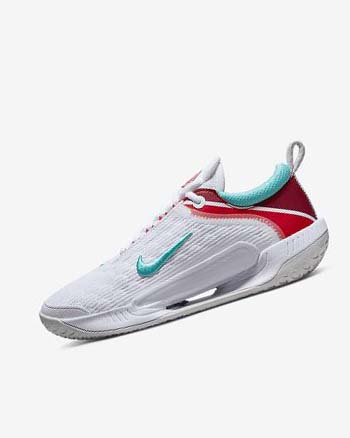 Nike Court Zoom NXT Tennisschoenen Dames Wit Lichtzilver Rood Turquoise | NL_1113