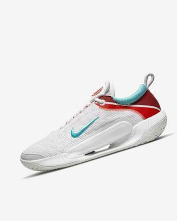 Nike Court Zoom NXT Tennisschoenen Heren Wit Lichtzilver Rood Turquoise | NL_4903
