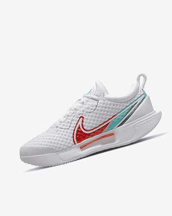 Nike Court Zoom Pro Tennisschoenen Dames Wit Rood Bordeaux Turquoise | NL_1130