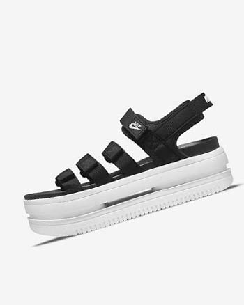 Nike Icon Klassieke Sandalen Dames Zwart Wit Wit | NL_4780