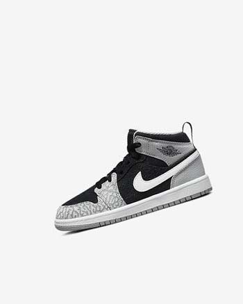 Nike Jordan 1 Mid SE Schoenen Jongens Zwart Wit Lichtgrijs Rood | NL_5133