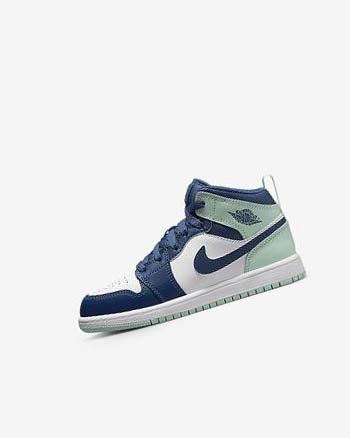 Nike Jordan 1 Mid Schoenen Jongens Donkerblauw Wit Mintgroen | NL_3149