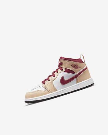 Nike Jordan 1 Mid Schoenen Jongens Wit Zwart Wit Rood Diepgeel | NL_3119