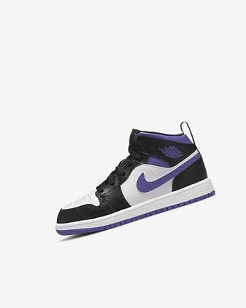 Nike Jordan 1 Mid Schoenen Jongens Zwart Wit Donker | NL_2299