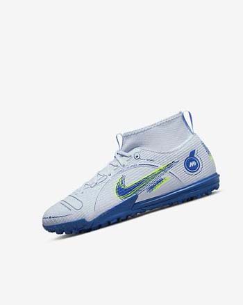 Nike Jr. Mercurial Superfly 8 Academy TF Voetbalschoenen Jongens Grijs Lichtblauw Donkerblauw | NL_5283
