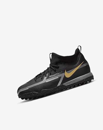 Nike Jr. Phantom GT2 Academy Dynamic Fit TF Voetbalschoenen Jongens Zwart Metal Goud Donkergrijs Metal Donkergrijs | NL_2428
