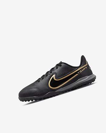 Nike Jr. Tiempo Legend 9 Academy TF Voetbalschoenen Jongens Zwart Donkergrijs Metal Goud Zwart | NL_2417
