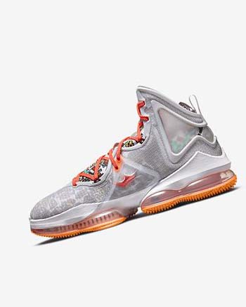 Nike LeBron 19 Basketbalschoenen Dames Grijs Oranje Lichtrood Groen | NL_2854