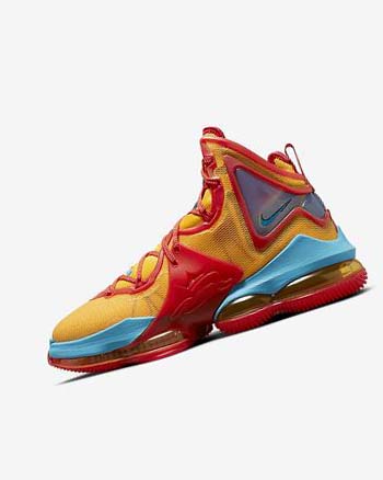 Nike LeBron 19 Basketbalschoenen Dames Oranje Goud Rood Lichtblauw | NL_1108