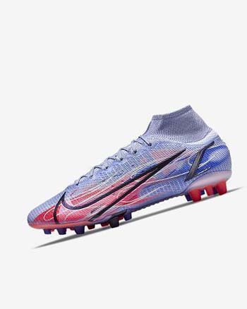 Nike Mercurial Superfly 8 Elite KM AG Voetbalschoenen Heren Indigo Lichtrood Metal Zilver | NL_2793