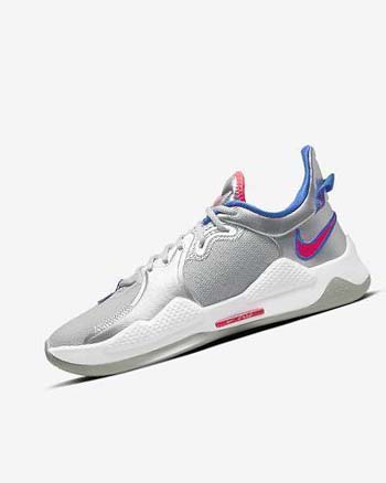 Nike PG 5 Basketbalschoenen Heren Metal Zilver Koningsblauw Rood | NL_2843