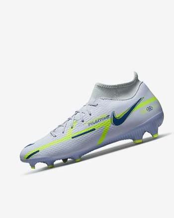 Nike Phantom GT2 Academy Dynamic Fit MG Voetbalschoenen Dames Grijs Lichtblauw Donkerblauw | NL_2224