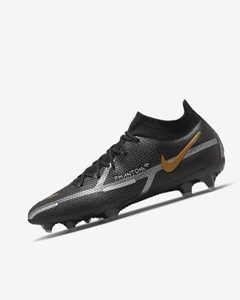 Nike Phantom GT2 Dynamic Fit Elite FG Voetbalschoenen Heren Zwart Metal Goud Metal Zilver Metal Donkergrijs | NL_5290