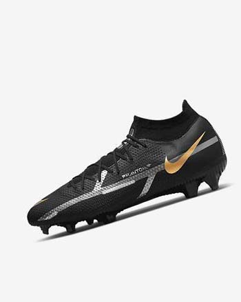 Nike Phantom GT2 Pro Dynamic Fit FG Voetbalschoenen Heren Zwart Metal Goud Metal Zilver Metal Donkergrijs | NL_3016