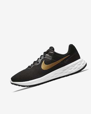 Nike Revolution 6 Next Nature Hardloopschoenen Heren Zwart Wit Metal Goud | NL_2349