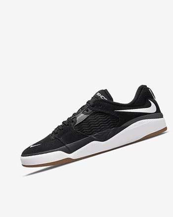 Nike SB Ishod Wair Skate Schoenen Dames Zwart Donkergrijs Zwart Wit | NL_5083