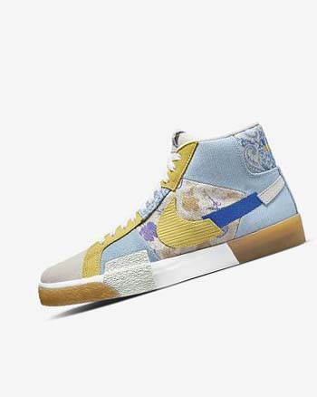 Nike SB Zoom Blazer Mid PRM Skate Schoenen Heren Blauw Grijs Geel | NL_1192