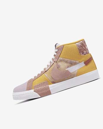 Nike SB Zoom Blazer Mid PRM Skate Schoenen Dames Goud Wit | NL_2626