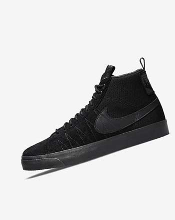 Nike SB Zoom Blazer Mid PRM Skate Schoenen Dames Zwart Donkergrijs Zwart Zwart | NL_4575