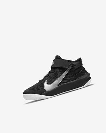 Nike Team Hustle D 10 FlyEase Basketbalschoenen Meisjes Zwart Wit Metal Zilver | NL_5118