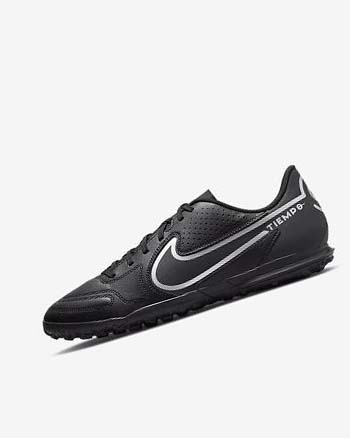 Nike Tiempo Legend 9 Club TF Voetbalschoenen Dames Zwart Donkergrijs Zwart | NL_2603