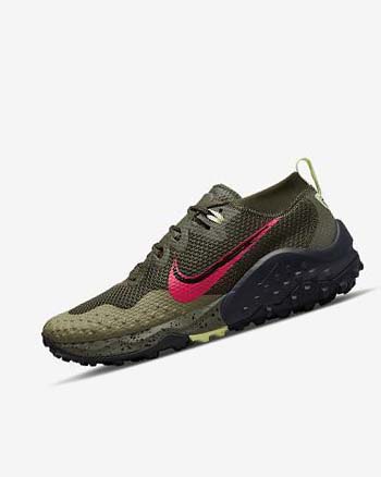Nike Wildhorse 7 Trailrunning Schoenen Heren Olijfgroen Rood | NL_2558