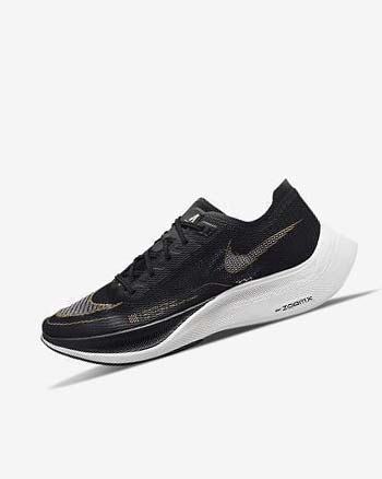 Nike ZoomX Vaporfly Next% 2 Hardloopschoenen Heren Zwart Metal Goud Wit | NL_2404