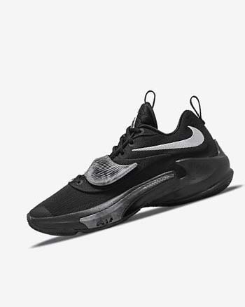 Nike Zoom Freak 3 Basketbalschoenen Dames Zwart Grijs Roze Metal Zilver | NL_2584